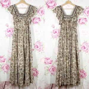 NEW Free People Bonita Printed Tiered Midi Dress Tea Combo XS